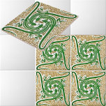 Azulejo De Cerâmica Padrão Vitoriano Era Art Nouveau Quatro Lagartos<br><div class="desc">Este é um design de padrão-impressão de melhorado digitalmente derivado de um antigo conhecedor da era vitoriana art nouveau ou design de estilo artes e artesanatos de Maurice Pillard Verneuil. Você pode personalizar a cor de fundo.</div>