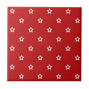 Azulejo De Cerâmica Padrão White Star em Vermelho