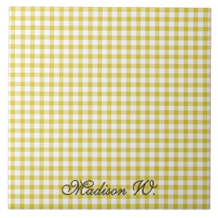 Azulejo De Cerâmica Padrão Xadrez Amarelo Quente Fofo
