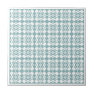 Azulejo De Cerâmica Padrão Xadrez Argyle Branco Turquesa