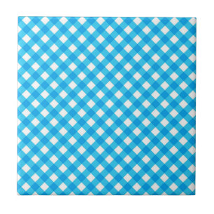 Azulejo De Cerâmica Padrão Xadrez Azul Brilhante