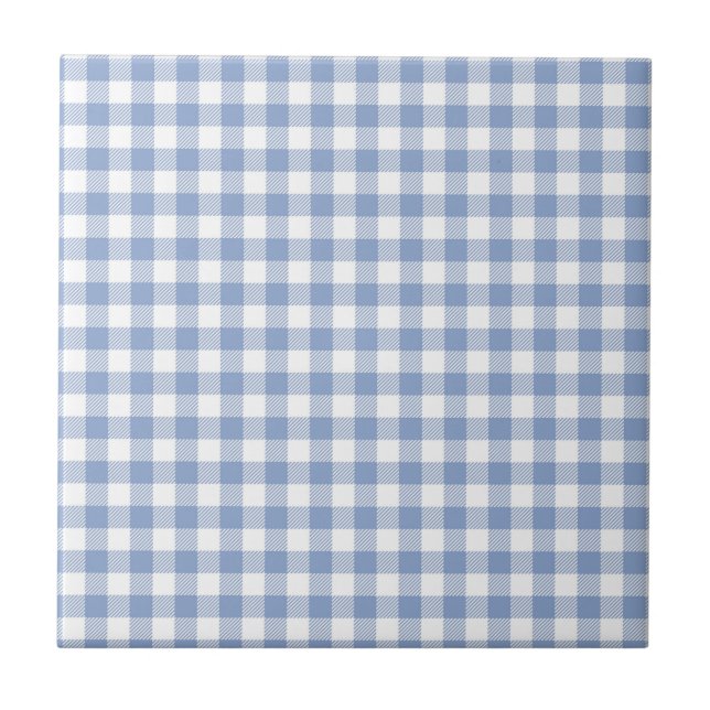 Azulejo De Cerâmica Padrão Xadrez Azul Claro Clássico (Frente)