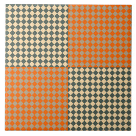 Azulejo De Cerâmica Padrão Xadrez Bege Laranja Amarelo