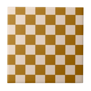 Azulejo De Cerâmica Padrão Xadrez Bege Quente