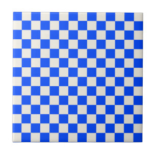 Azulejo De Cerâmica Padrão xadrez cobalto e creme