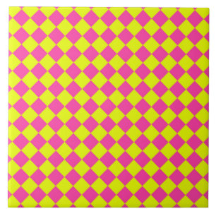 Azulejo De Cerâmica Padrão Xadrez Diamante Rosa Amarelo