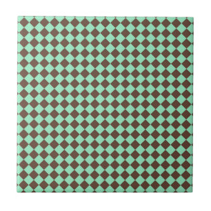 Azulejo De Cerâmica Padrão Xadrez Diamante Verde Marrom