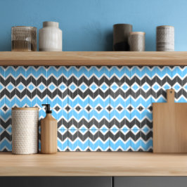 Azulejo De Cerâmica Padrão Xadrez em Espinha de Peixe Azul Cinza Moder