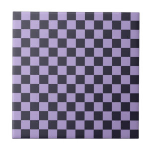 Azulejo De Cerâmica padrão xadrez névoa de lavanda