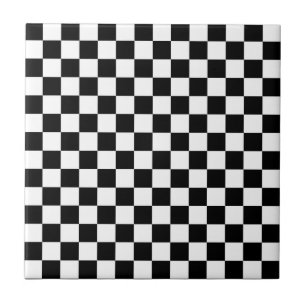 Azulejo De Cerâmica Padrão xadrez preto e branco