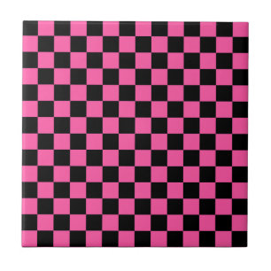 Azulejo De Cerâmica Padrão xadrez preto e rosa
