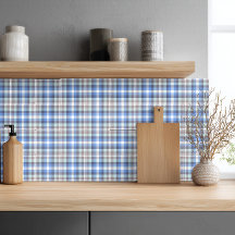 Padrão Xadrez Tártan Azul Taupe Moderno