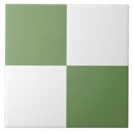 Azulejo De Cerâmica Padrão Xadrez Verde Sage Branco