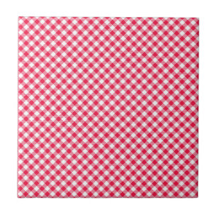 Azulejo De Cerâmica Padrão Xadrez Vermelho e Branco Clássico Rústico