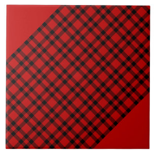 Azulejo De Cerâmica Padrão Xadrez Vermelho Preto