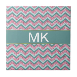 Azulejo De Cerâmica Padrão ZigZag cor-de-rosa