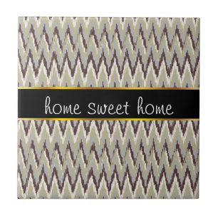 Azulejo De Cerâmica Padrão ZigZag do Café e Sage