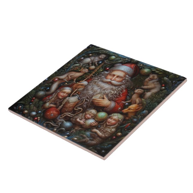 Azulejo De Cerâmica Padre Natal Papai Noel espanhol Teracota (Lateral)