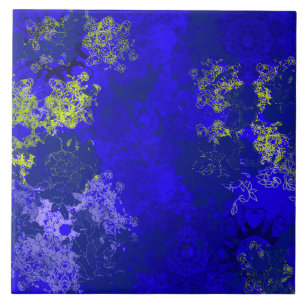 Azulejo De Cerâmica Padrões azuis florais japoneses