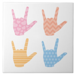 Azulejo De Cerâmica Padrões Bonitos Assinam Linguagem Eu Amo Vocês Sin