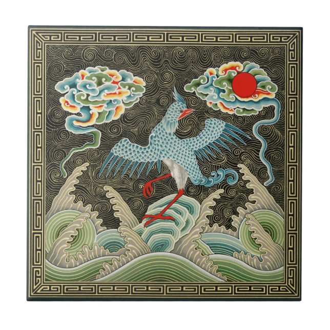 Azulejo De Cerâmica Padrões Chineses de Ascensão Auspício e Phoenix (Frente)