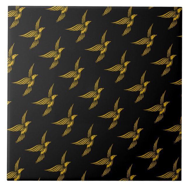 Azulejo De Cerâmica Padrões de águia-ouro-preta-branca (Frente)