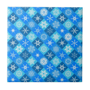 Azulejo De Cerâmica Padrões de flocos de neve azuis fofos design