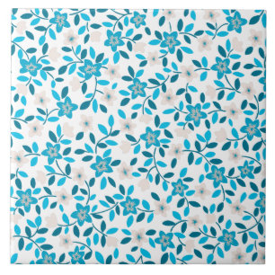 Azulejo De Cerâmica Padrões de flores de primavera contínuas azuis e b
