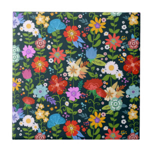 Azulejo De Cerâmica Padrões de flores sem costura pontiagudas-13554