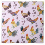 Azulejo De Cerâmica Padrões de Galinhas e Ovos Coloridos Púrpura de Aq<br><div class="desc">Vejam estas coloridas galinhas e ovos com aquarelas neste azulejo cerâmico agradável. Use-o na sua cozinha! Adicione seu próprio texto também. Avise-me se quiser algo personalizado.</div>