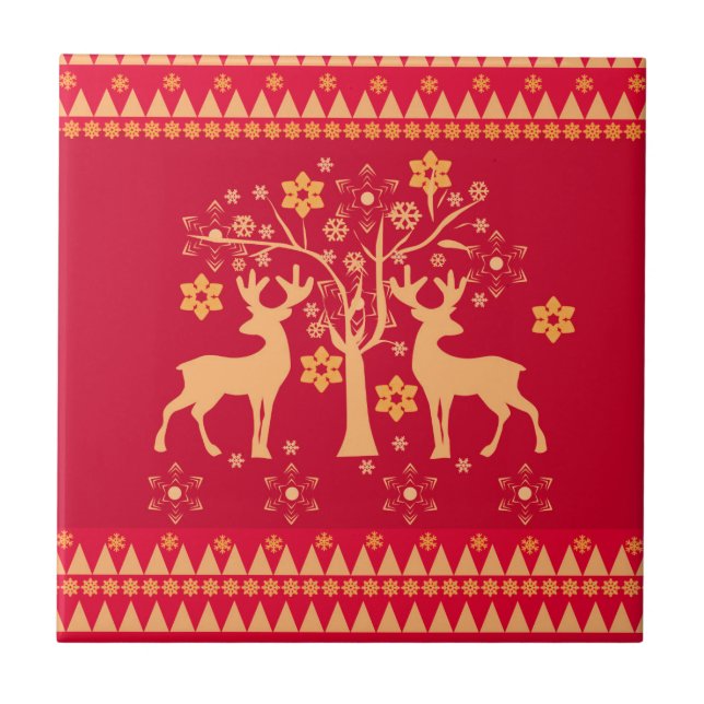 Azulejo De Cerâmica Padrões de Natal (Frente)