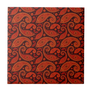 Azulejo De Cerâmica Padrões de paisley de redemoinho marrom fofo