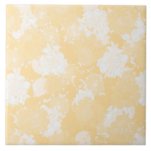 Azulejo De Cerâmica Padrões florais japoneses laranja.