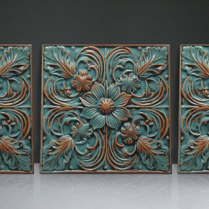 Azulejo De Cerâmica Padrões Florais Sem Costura Vitorianos Azul Índigo