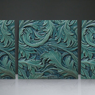 Azulejo De Cerâmica Padrões Florais Vitorianos de Folhas Verdes Morris