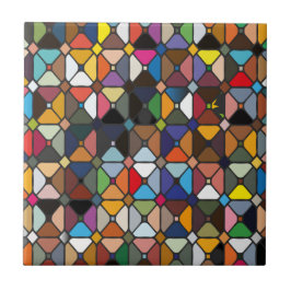 Azulejo De Cerâmica Padrões geométricos multicolores com formas de oct