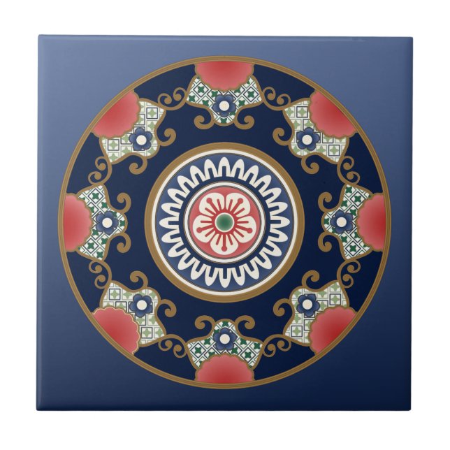 Azulejo De Cerâmica Padrões Mah Jongg (Frente)