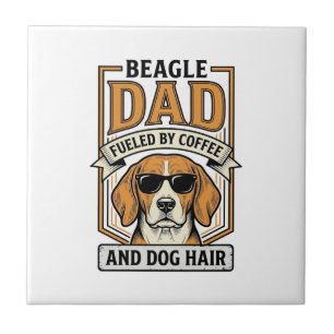 Azulejo De Cerâmica Pai Beagle Energizado por Café e Camisa de Pelo de