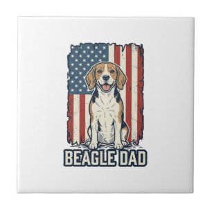 Azulejo De Cerâmica Pai Beagle Patriótico Design de Cachorro de Gravur