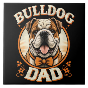 Azulejo De Cerâmica Pai Bulldog – Dia dos Pais Vintage Bulldog Fofo