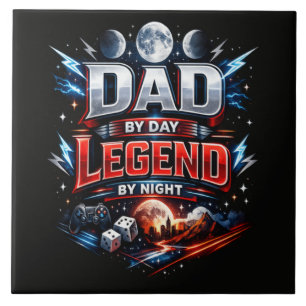 Azulejo De Cerâmica Pai de Dia Lenda à Noite - Epic Gamer Pai
