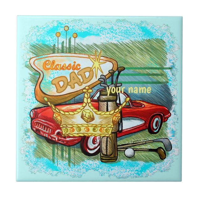 Azulejo De Cerâmica Pai de Golfe Clássico (Frente)