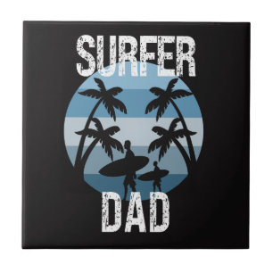 Azulejo De Cerâmica Pai de Surfer