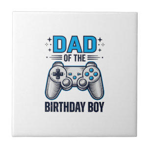 Azulejo De Cerâmica Pai do Menino Aniversariante Camisa de Gamer Desig