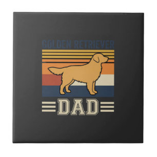 Azulejo De Cerâmica Pai Golden Retriever Cão Retro