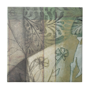 Azulejo De Cerâmica Painel de Jardim com Folhas, Flores e Grama