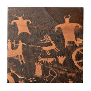 Azulejo De Cerâmica Painel do Petroglyph da rocha do jornal - Utá