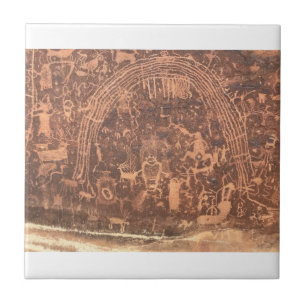 Azulejo De Cerâmica Painel Nativo Americano Petroglicphs Rochester