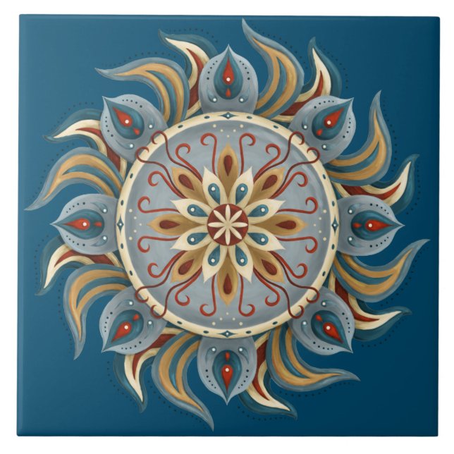Azulejo De Cerâmica Painterly Mandala (Frente)