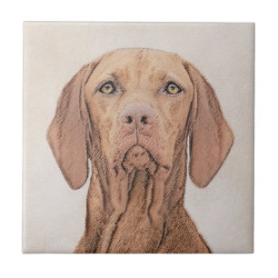 Azulejo De Cerâmica Painting Vizsla - Arte de Cachorro Original
